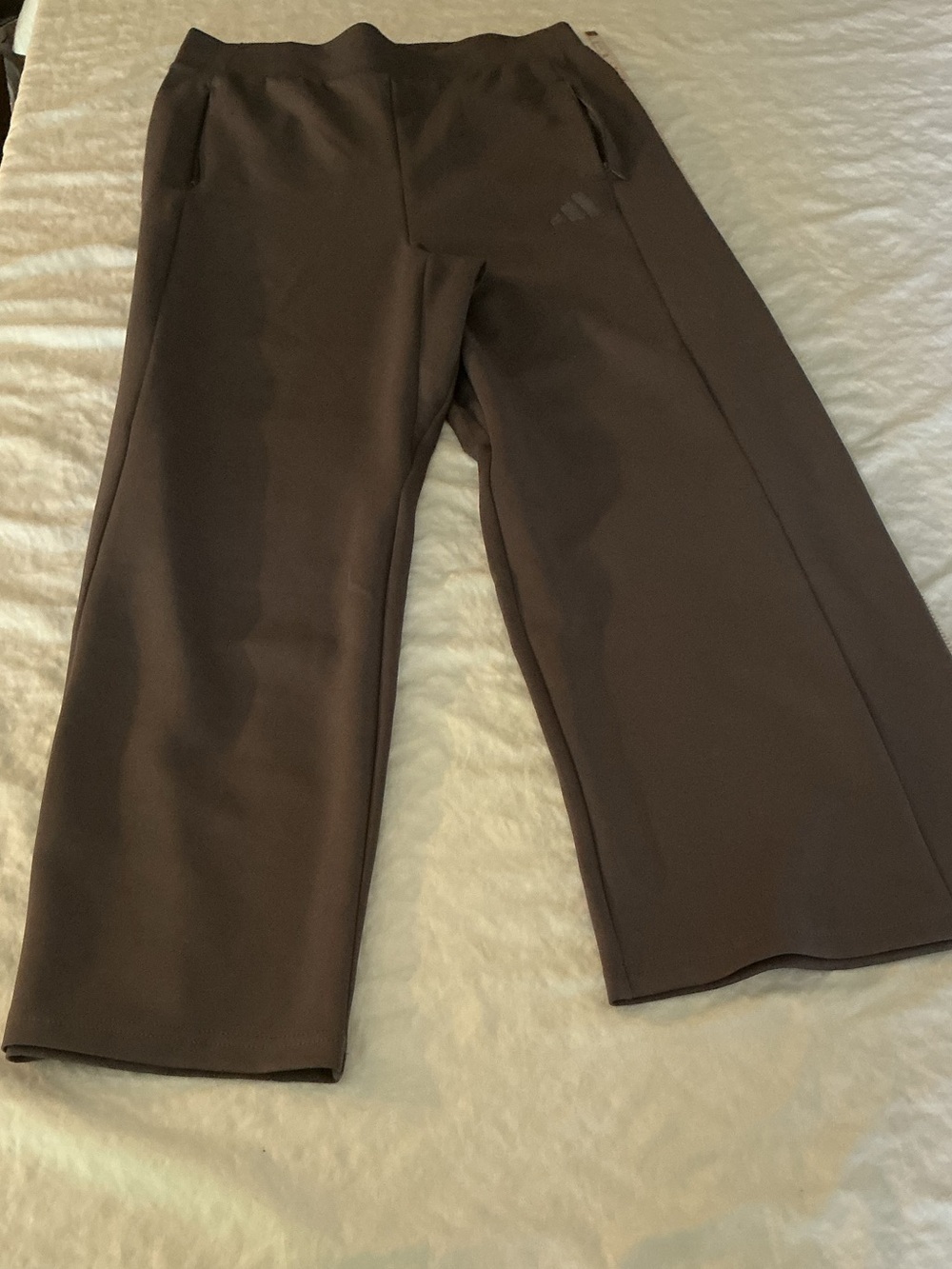 Adidas Wide Leg Track Pants Gray Medium NWOT Zip Pockets